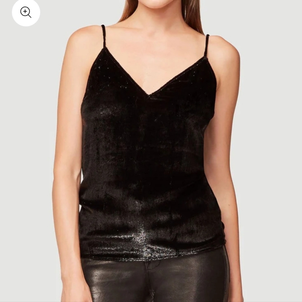 Frame Sleeveless Velvet Metallic Shimmer Cami Top in Noir Size L